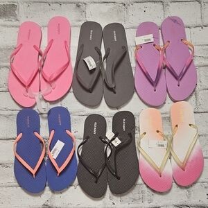 6 Pairs Womens Flip Flops Size 9/10 Old Navy NWT Summer Bundle
